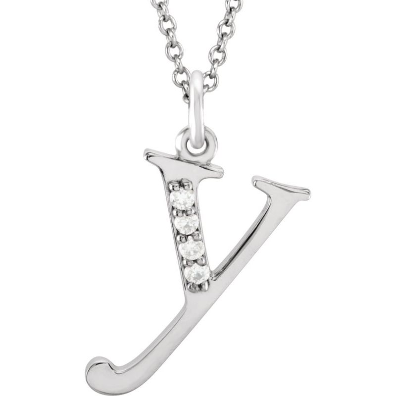 Initial Necklace or Pendant — Natural Diamond Lowercase 16″
