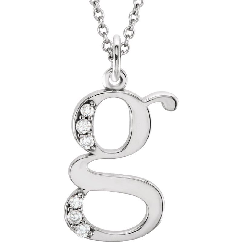 Initial Necklace or Pendant — Natural Diamond Lowercase 16″