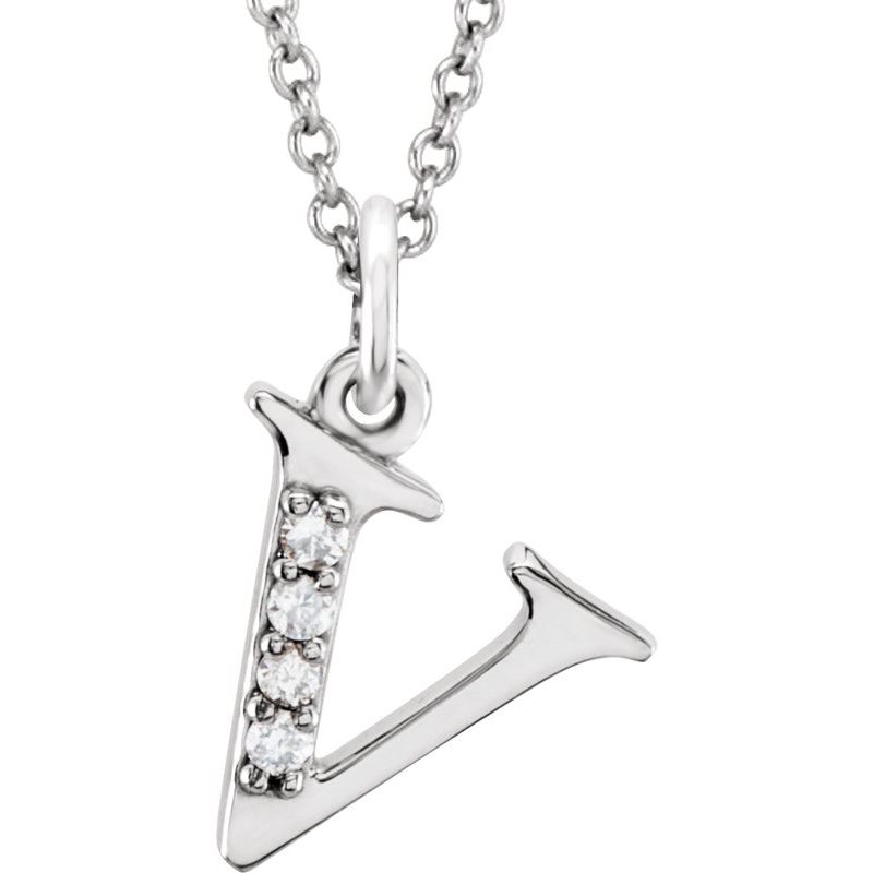 Initial Necklace or Pendant — Natural Diamond Lowercase 16″