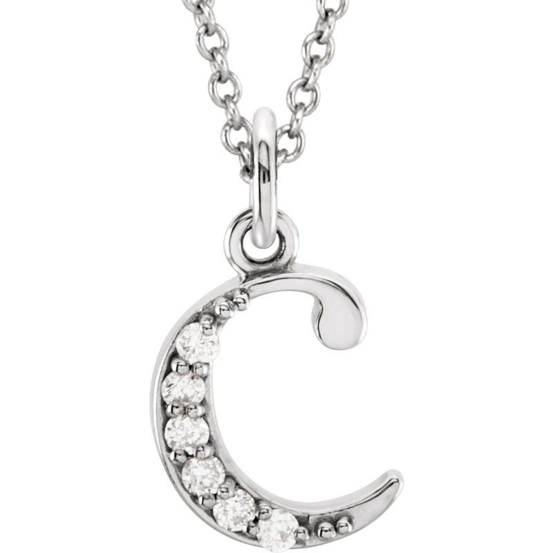 Initial Necklace or Pendant — Natural Diamond Lowercase 16″