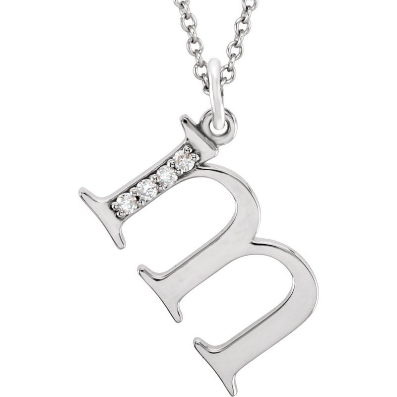Initial Necklace or Pendant — Natural Diamond Lowercase 16″