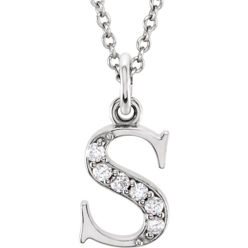 Initial Necklace or Pendant — Natural Diamond Lowercase 16″