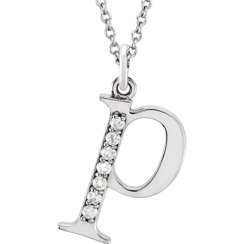 Initial Necklace or Pendant — Natural Diamond Lowercase 16″