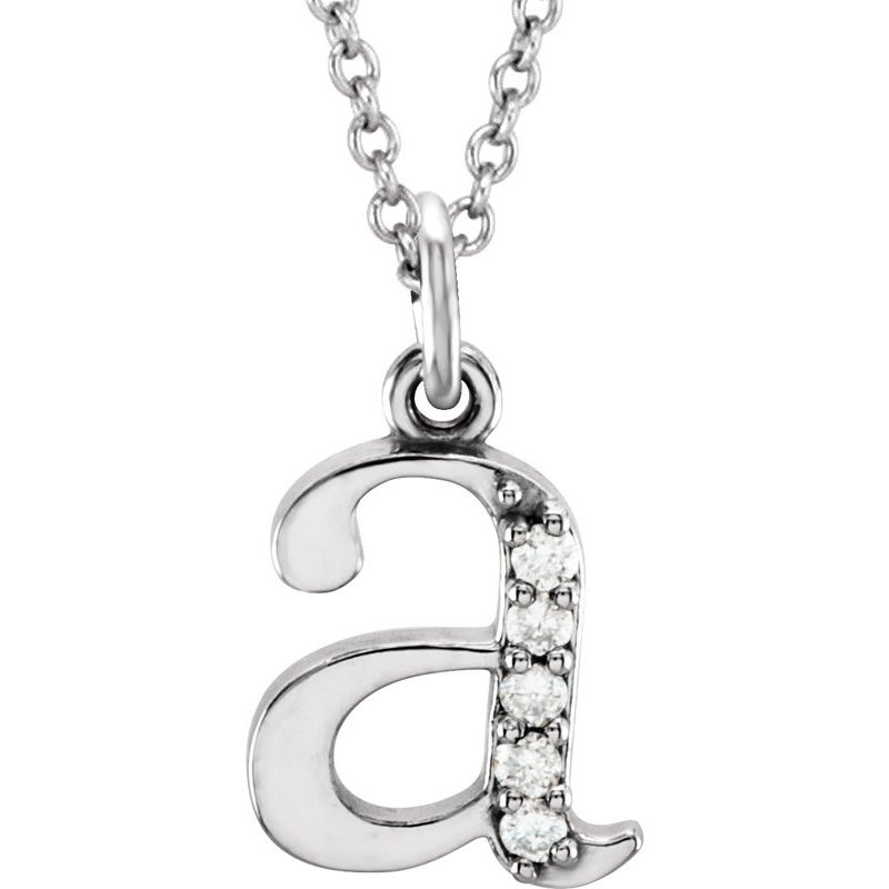 Initial Necklace or Pendant — Natural Diamond Lowercase 16″