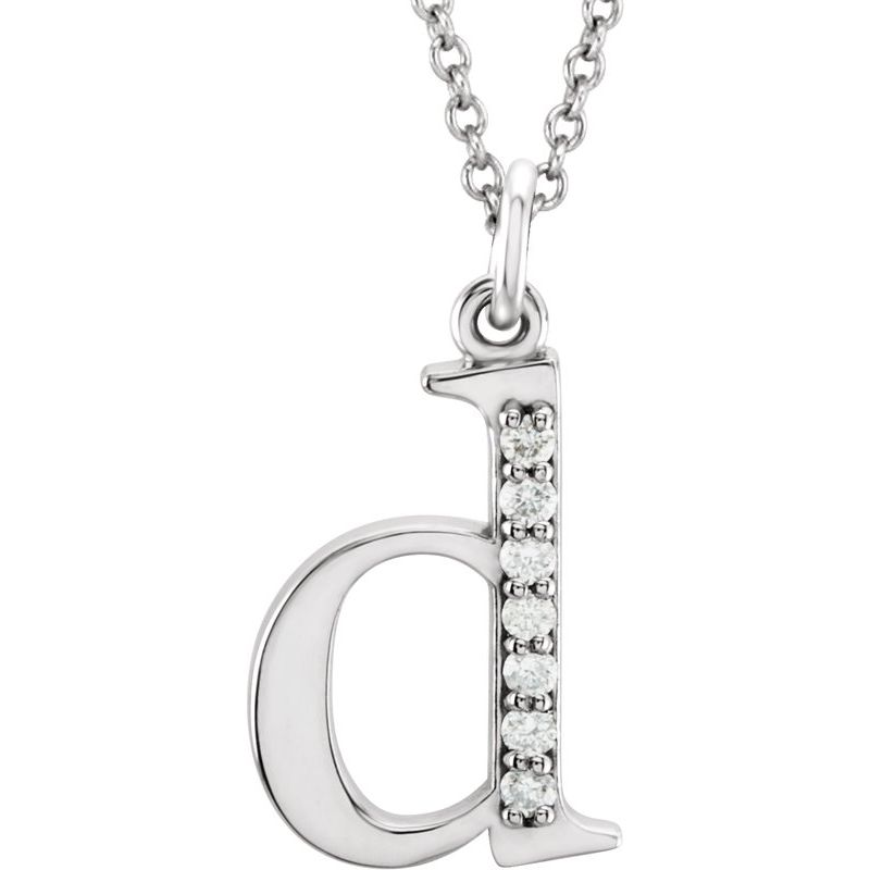 Initial Necklace or Pendant — Natural Diamond Lowercase 16″