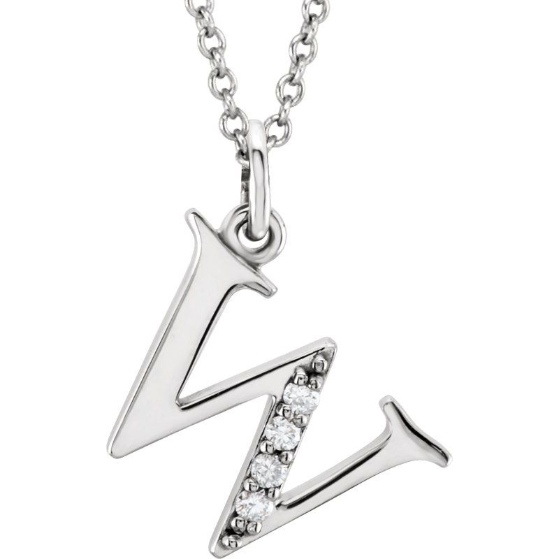 Initial Necklace or Pendant — Natural Diamond Lowercase 16″