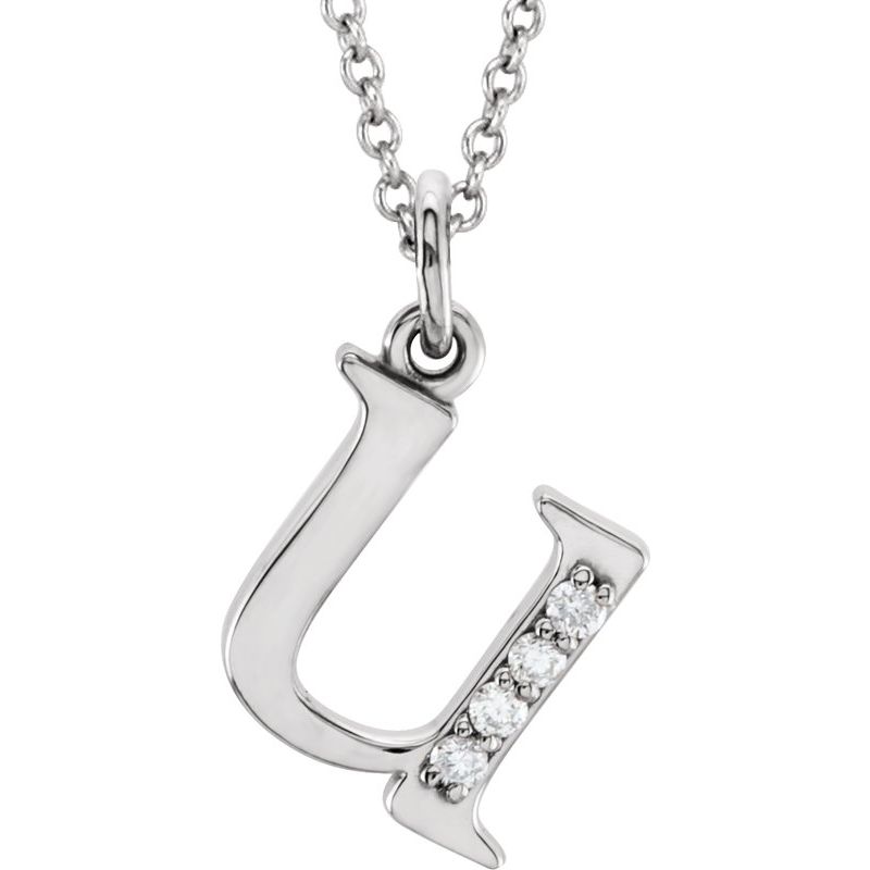 Initial Necklace or Pendant — Natural Diamond Lowercase 16″