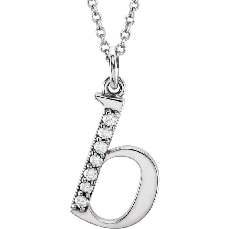 Initial Necklace or Pendant — Natural Diamond Lowercase 16″