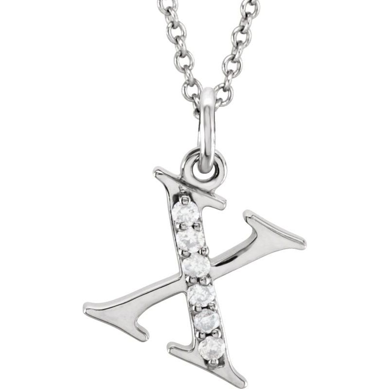 Initial Necklace or Pendant — Natural Diamond Lowercase 16″