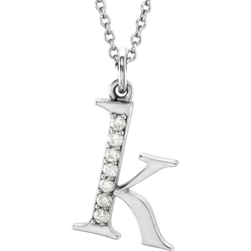 Initial Necklace or Pendant — Natural Diamond Lowercase 16″
