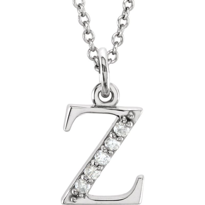 Initial Necklace or Pendant — Natural Diamond Lowercase 16″