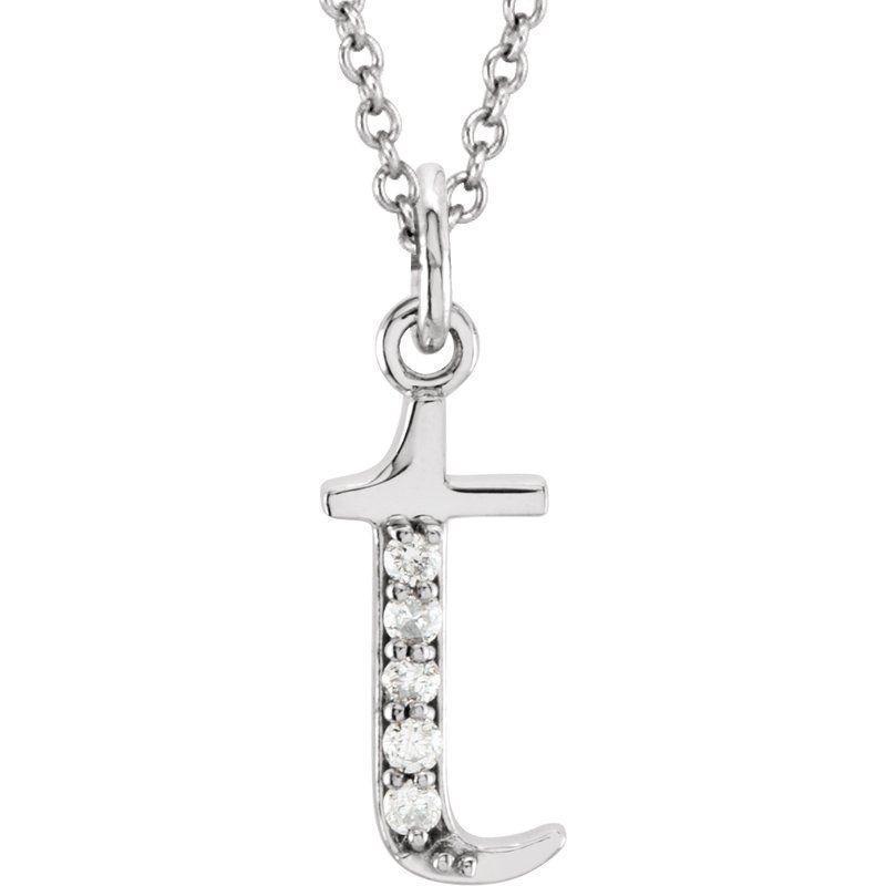 Initial Necklace or Pendant — Natural Diamond Lowercase 16″