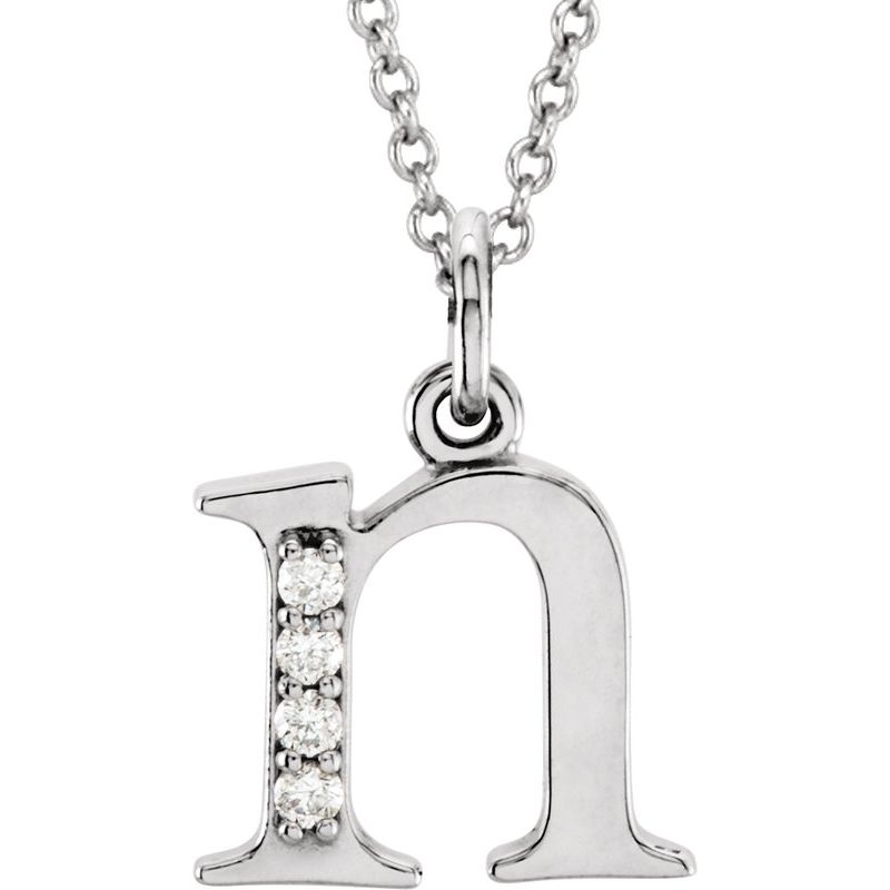 Initial Necklace or Pendant — Natural Diamond Lowercase 16″