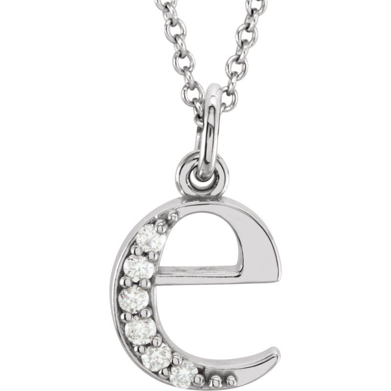 Initial Necklace or Pendant — Natural Diamond Lowercase 16″