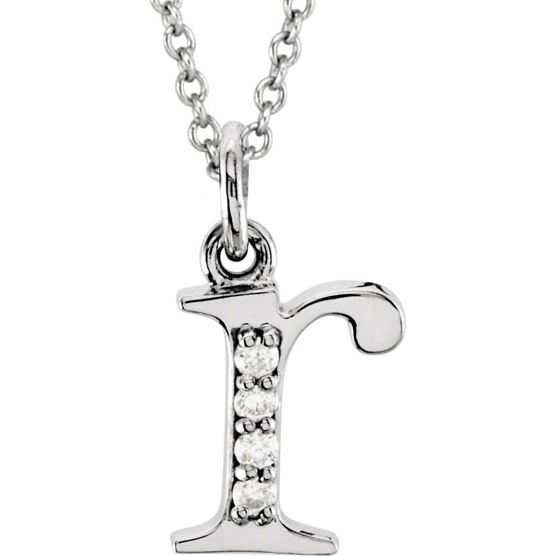 Initial Necklace or Pendant — Natural Diamond Lowercase 16″