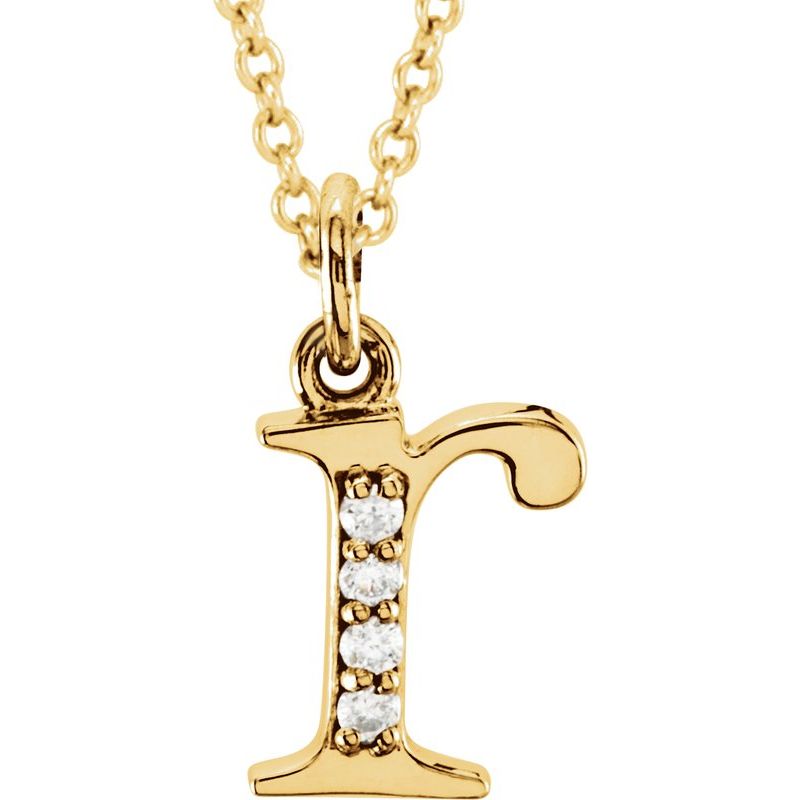 Initial Necklace or Pendant — Natural Diamond Lowercase 16″