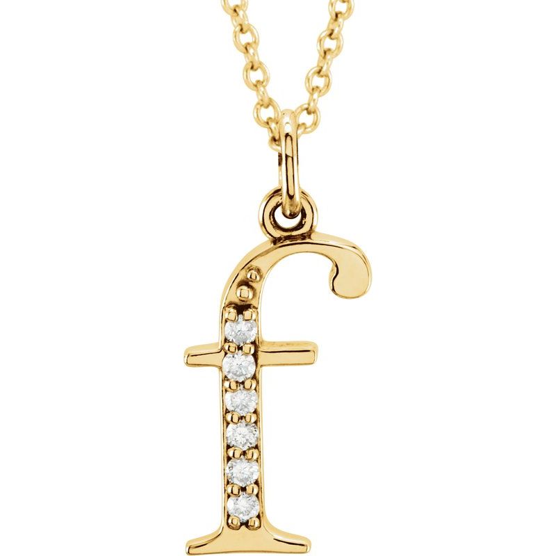 Initial Necklace or Pendant — Natural Diamond Lowercase 16″