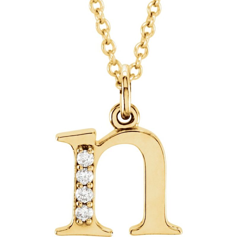 Initial Necklace or Pendant — Natural Diamond Lowercase 16″
