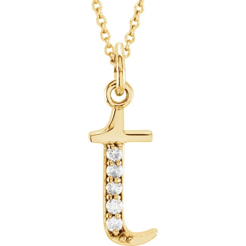 Initial Necklace or Pendant — Natural Diamond Lowercase 16″