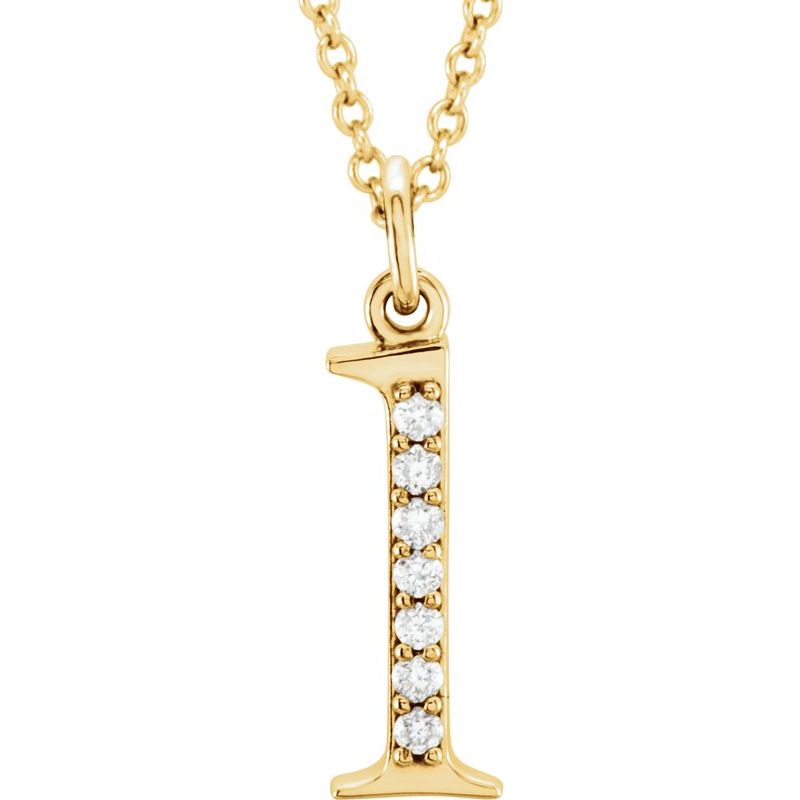 Initial Necklace or Pendant — Natural Diamond Lowercase 16″