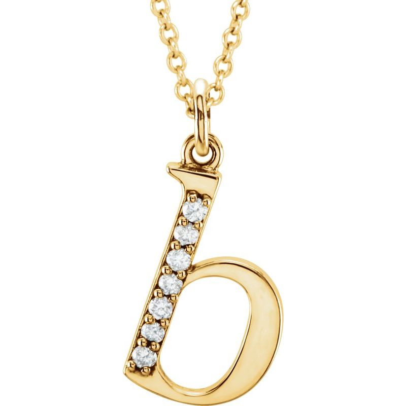 Initial Necklace or Pendant — Natural Diamond Lowercase 16″