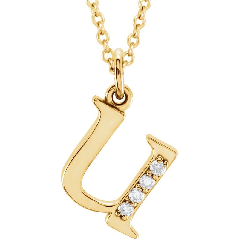 Initial Necklace or Pendant — Natural Diamond Lowercase 16″