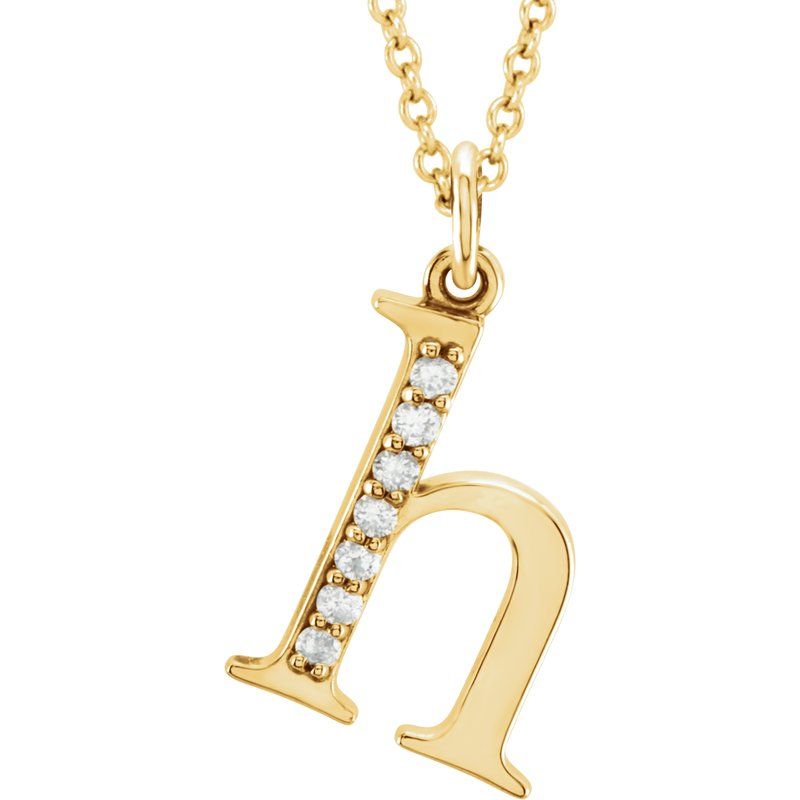 Initial Necklace or Pendant — Natural Diamond Lowercase 16″