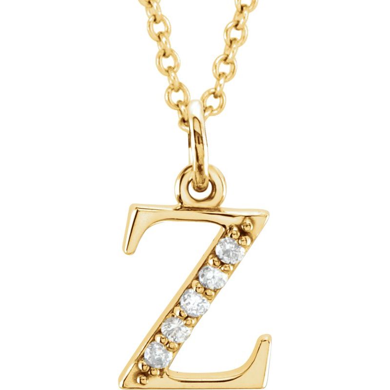 Initial Necklace or Pendant — Natural Diamond Lowercase 16″