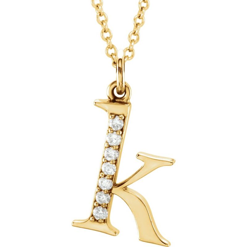 Initial Necklace or Pendant — Natural Diamond Lowercase 16″