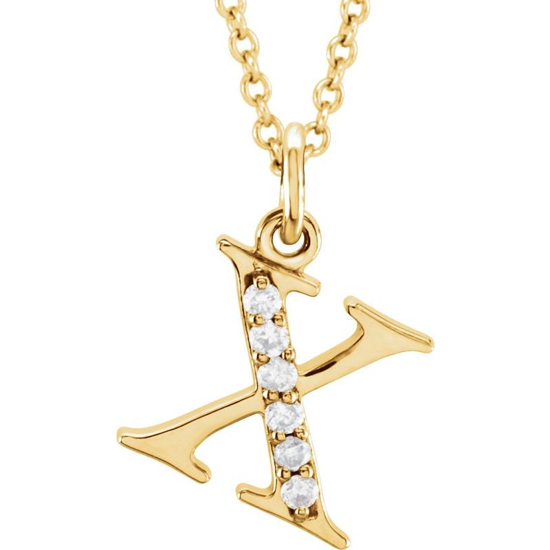 Initial Necklace or Pendant — Natural Diamond Lowercase 16″