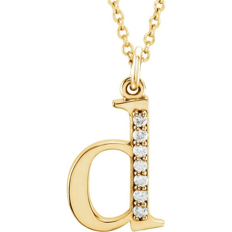 Initial Necklace or Pendant — Natural Diamond Lowercase 16″