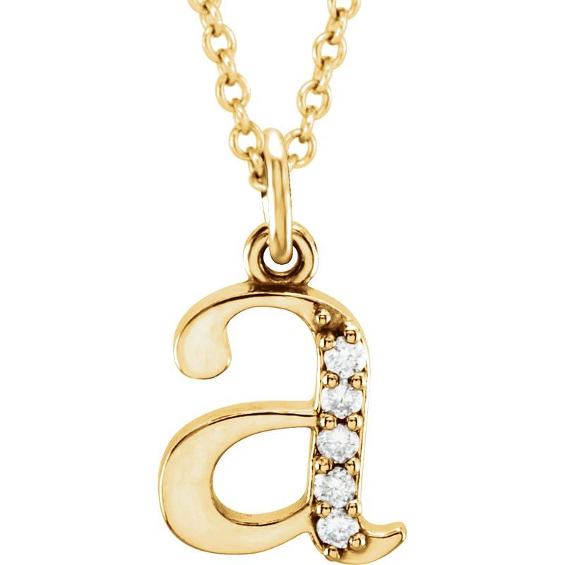 Initial Necklace or Pendant — Natural Diamond Lowercase 16″