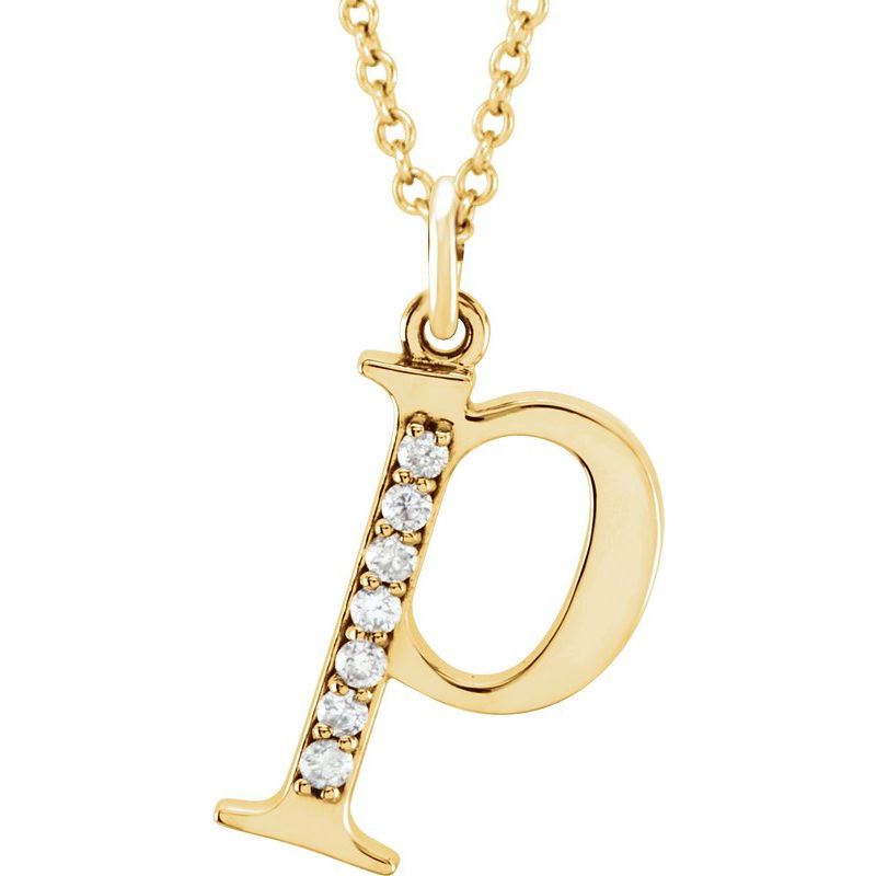 Initial Necklace or Pendant — Natural Diamond Lowercase 16″