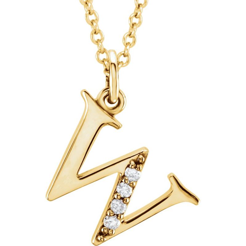 Initial Necklace or Pendant — Natural Diamond Lowercase 16″
