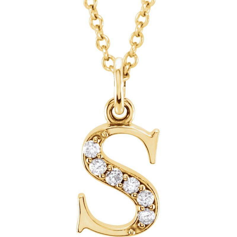 Initial Necklace or Pendant — Natural Diamond Lowercase 16″