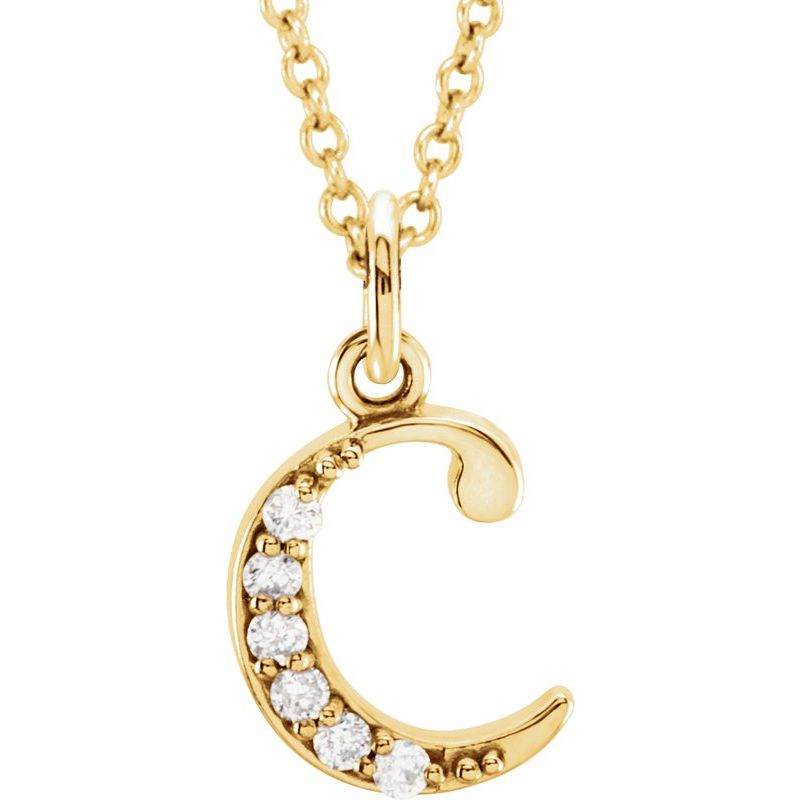 Initial Necklace or Pendant — Natural Diamond Lowercase 16″