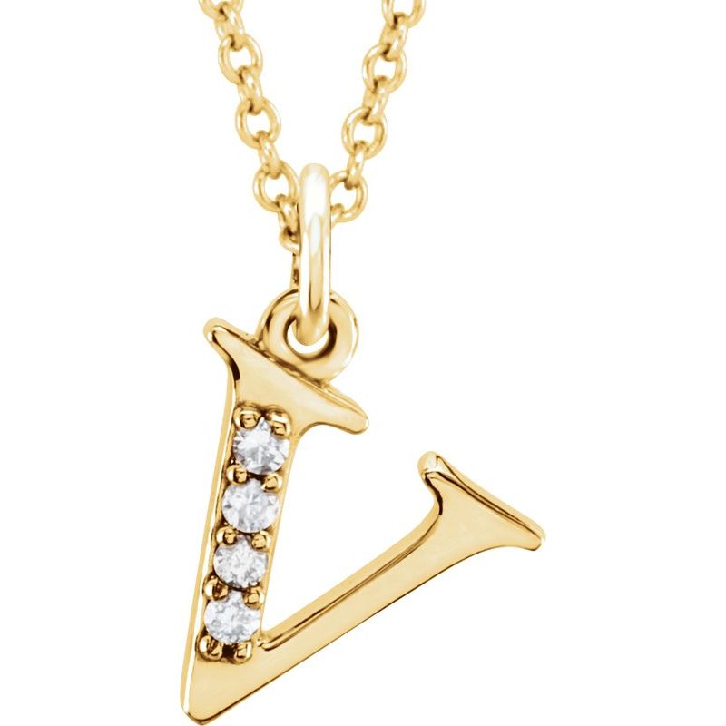Initial Necklace or Pendant — Natural Diamond Lowercase 16″