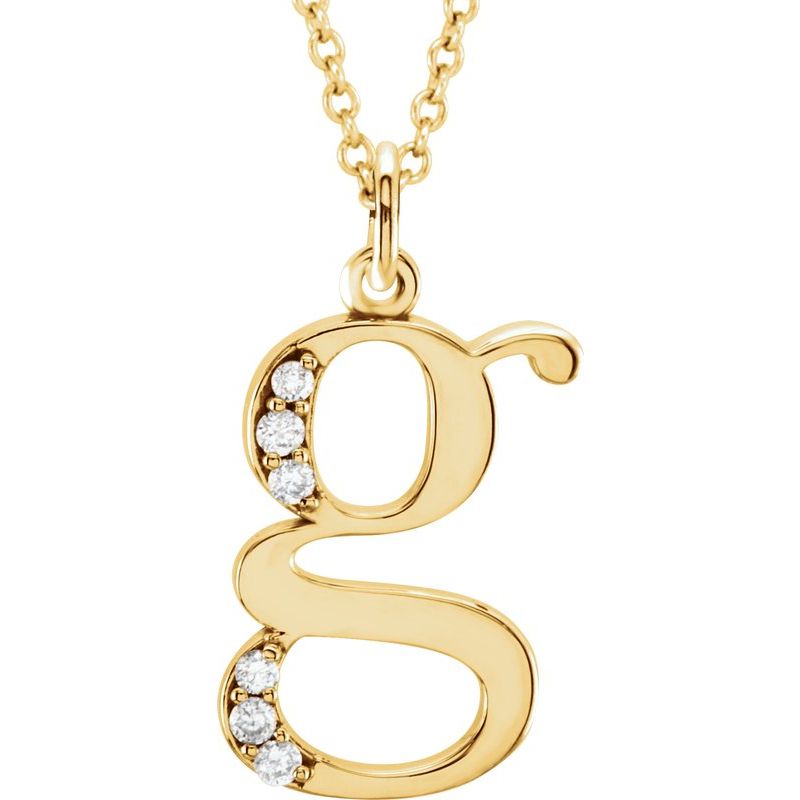 Initial Necklace or Pendant — Natural Diamond Lowercase 16″