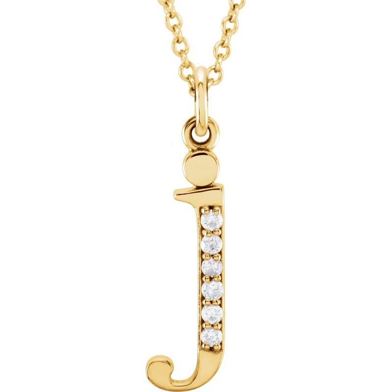 Initial Necklace or Pendant — Natural Diamond Lowercase 16″