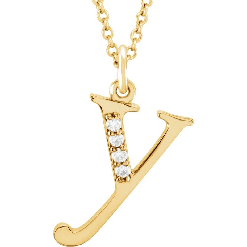 Initial Necklace or Pendant — Natural Diamond Lowercase 16″