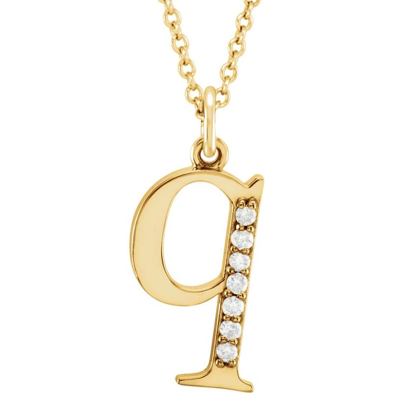 Initial Necklace or Pendant — Natural Diamond Lowercase 16″