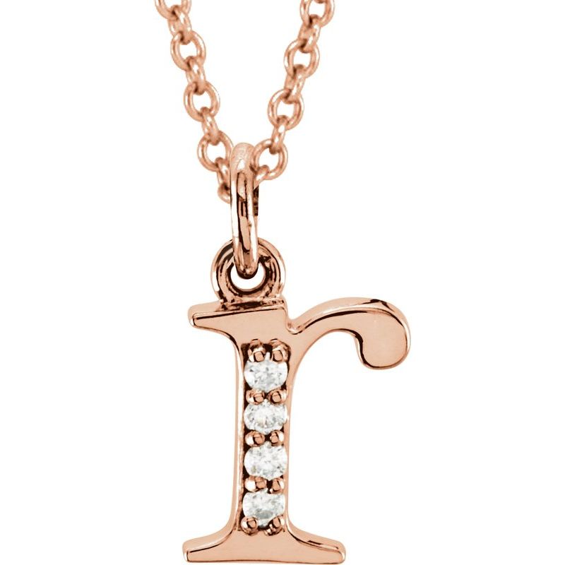 Initial Necklace or Pendant — Natural Diamond Lowercase 16″
