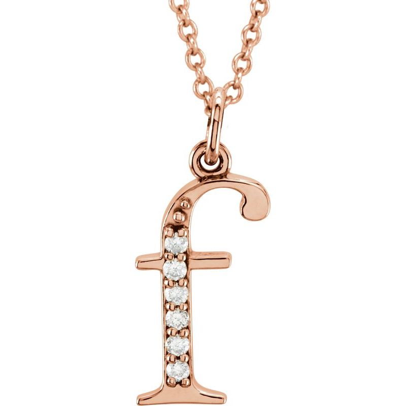 Initial Necklace or Pendant — Natural Diamond Lowercase 16″