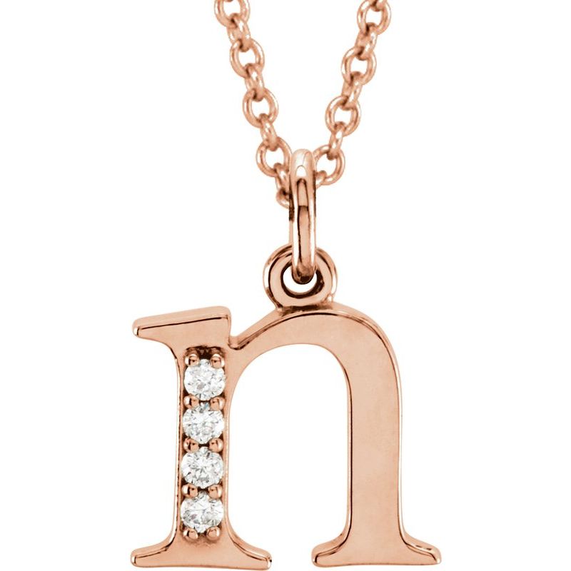 Initial Necklace or Pendant — Natural Diamond Lowercase 16″