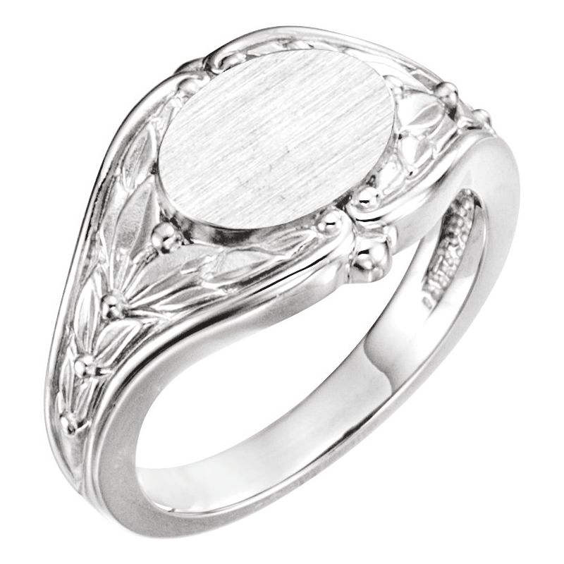 Oval Leaf Design Signet Ring