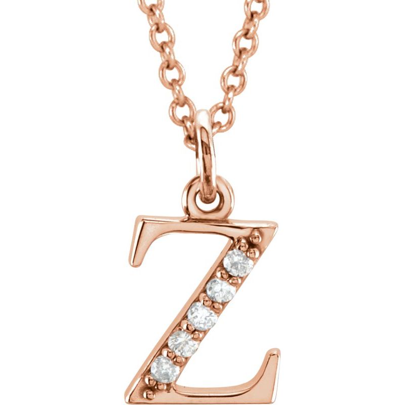 Initial Necklace or Pendant — Natural Diamond Lowercase 16″