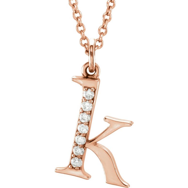 Initial Necklace or Pendant — Natural Diamond Lowercase 16″