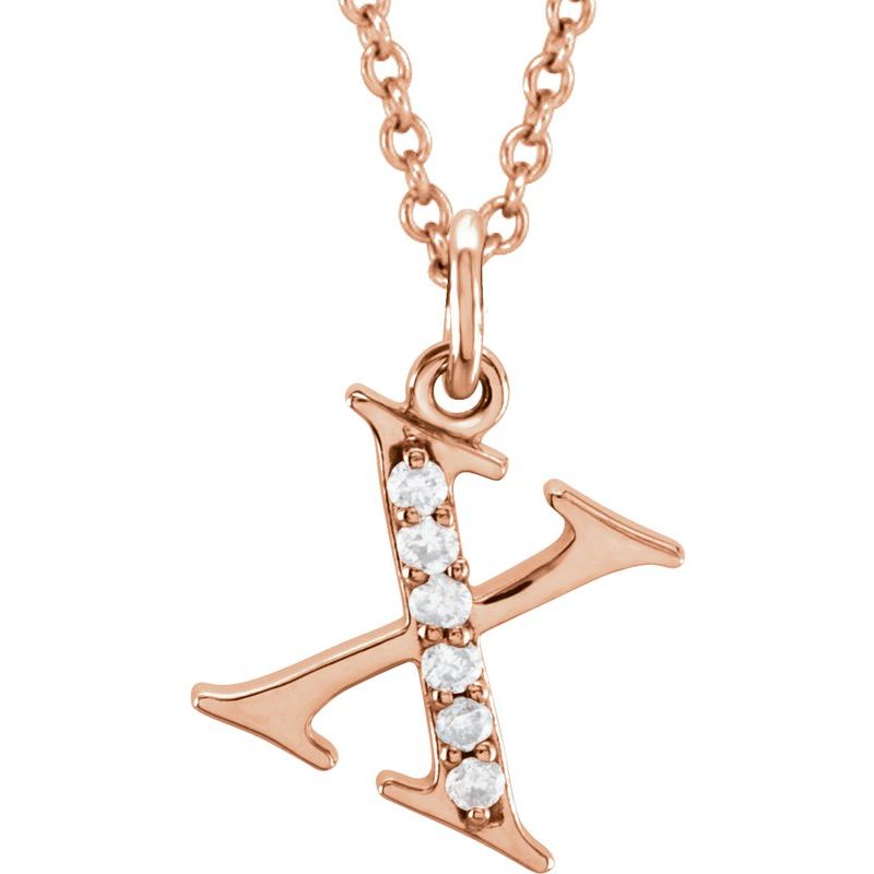 Initial Necklace or Pendant — Natural Diamond Lowercase 16″