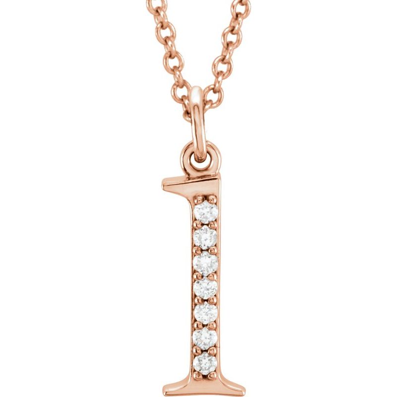 Initial Necklace or Pendant — Natural Diamond Lowercase 16″