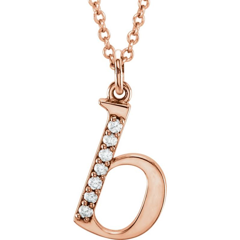 Initial Necklace or Pendant — Natural Diamond Lowercase 16″